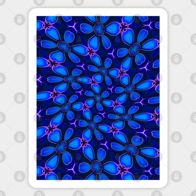 Deep Blue Flower Pattern Magnet by PatternFlower